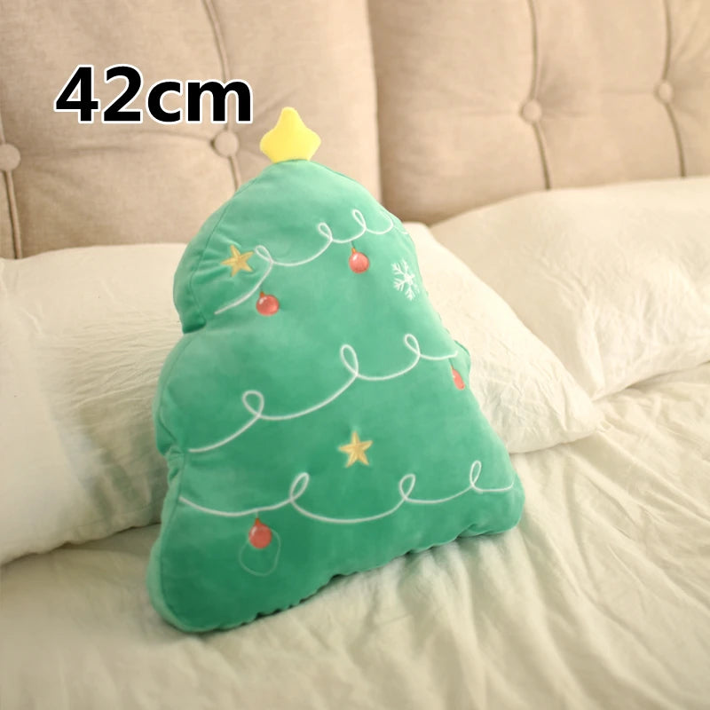 Cute Gingerbread Man Throw Pillow Christmas Tree Plush Toy Girly Room Decoration Lying Elk Plushies Soft Gifts For Girl