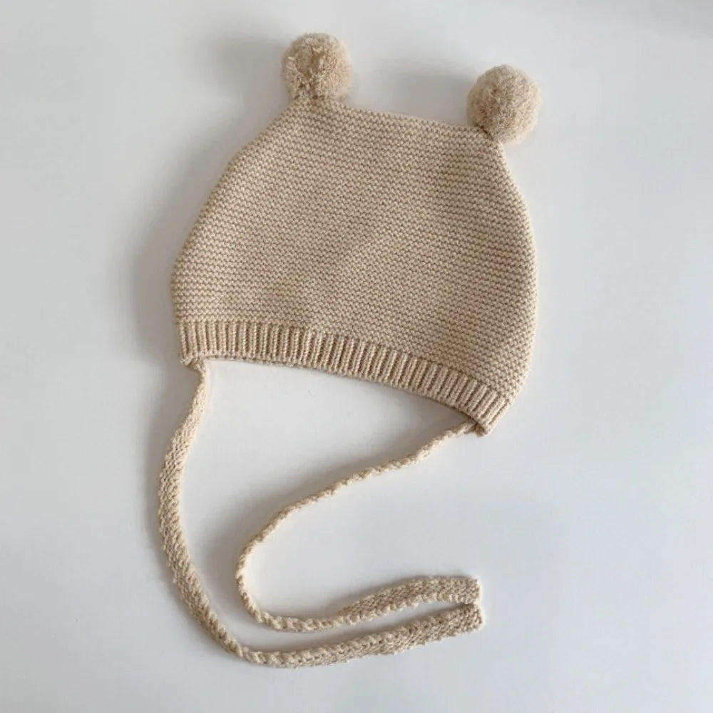 New Thickened Bonnet Caps Plush Knitted Ear Protection Cap Winter Warm Newborn Pullover Hat Outdoor