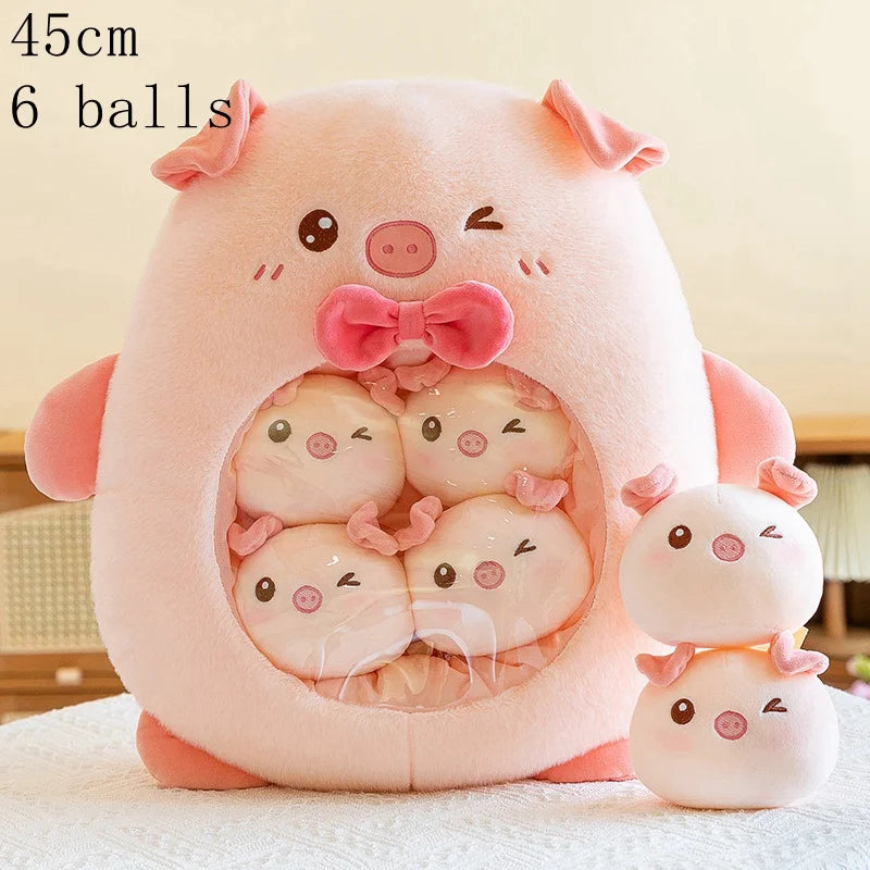 New Plush Pudding Bag Candy Bag Mini Balls Panda Koala Capybara Yellow Bear Dolls Animals Plush Pillow Birthday Gift for Kids