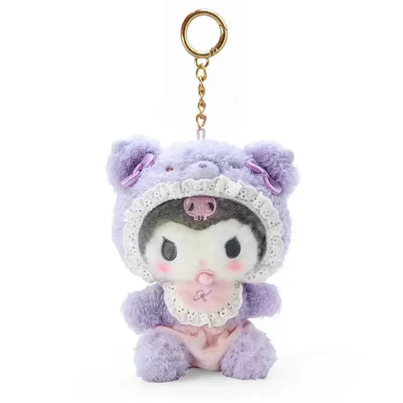 Sanrio Anime Cartoon Kuromi Hello Kitty Cinnamoroll My Melody Plush Toys Fashion Doll Ornament Backpack Small Pendant Keychain