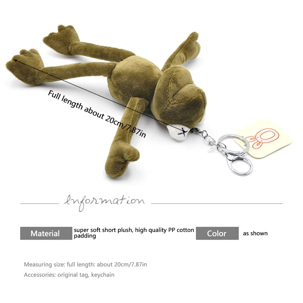 20cm Funny Cartoon Dead Frog Plush Keychains Pendant Soft Stuffed Animal TOY For Boys Backpack Keychains Plush Toys Gifts