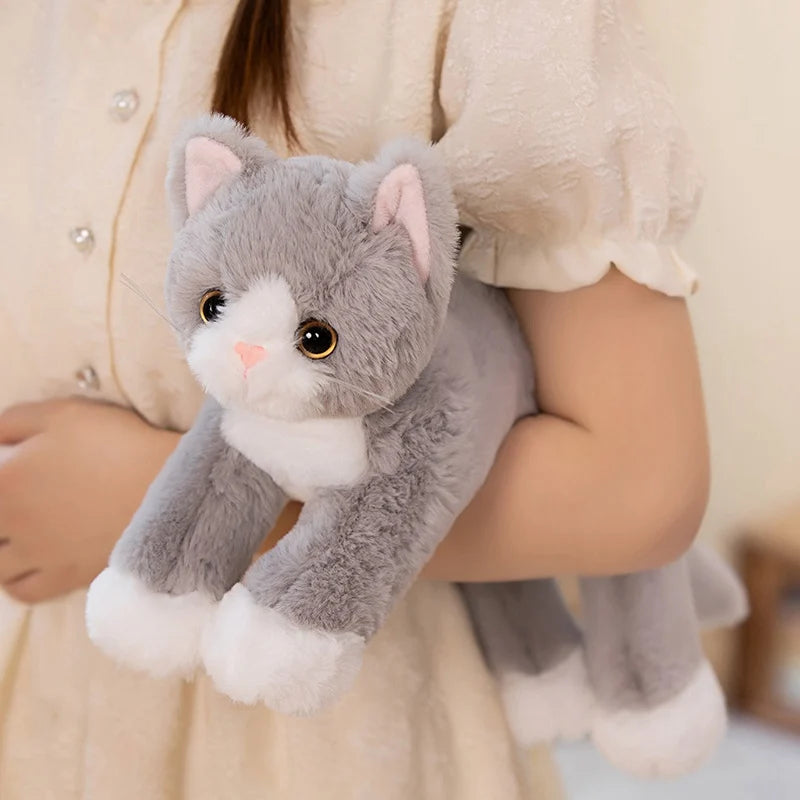 53CM Cute Simulated Cat Doll Plush Toy Stuffed Soft Animal Plush White Gray Kitten Pillow Kids Girls Birthday Gift Pet Toys