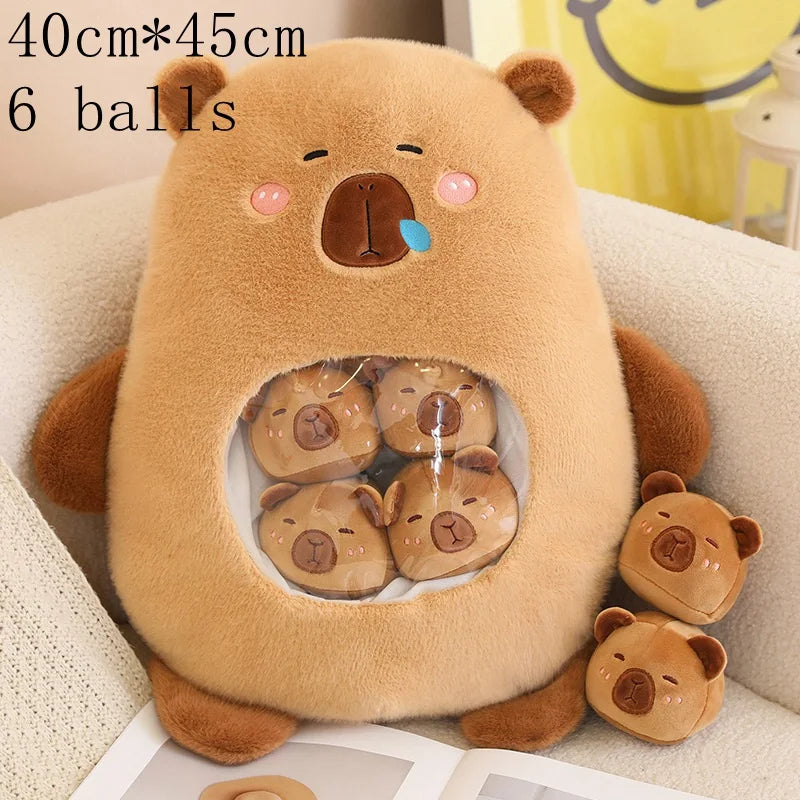 New Plush Pudding Bag Candy Bag Mini Balls Panda Koala Capybara Yellow Bear Dolls Animals Plush Pillow Birthday Gift for Kids