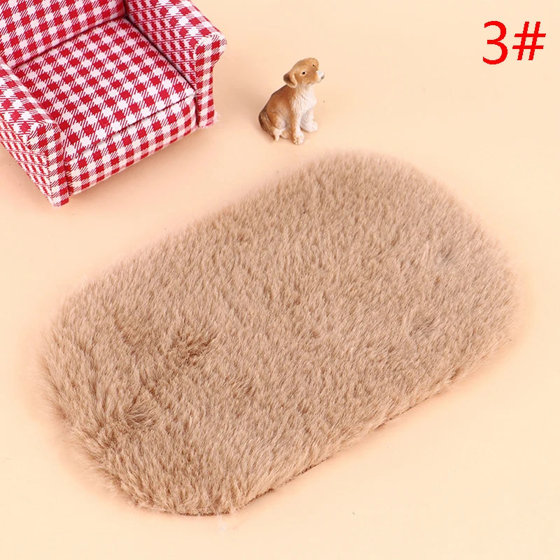 Dollhouse Miniature Plush Rug Carpet Mat Dolls House Living Room Furniture Decoration Accessories