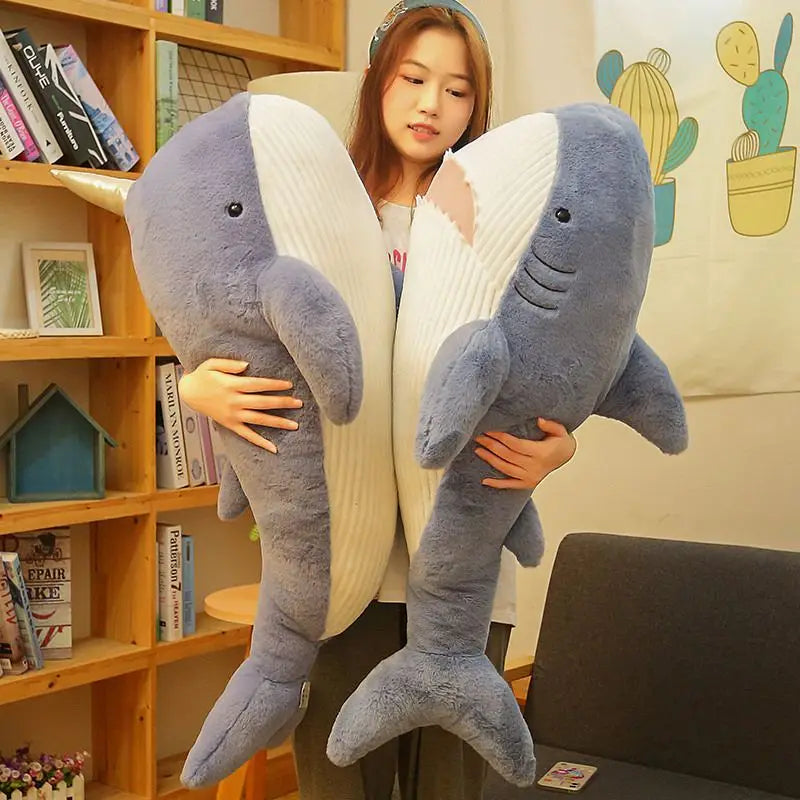 Hairy Huge Plush Shark Toy Soft Stuffed Whale Speelgoed Animal Reading Pillow for Birthday Gifts Cushion Doll Gift For Children