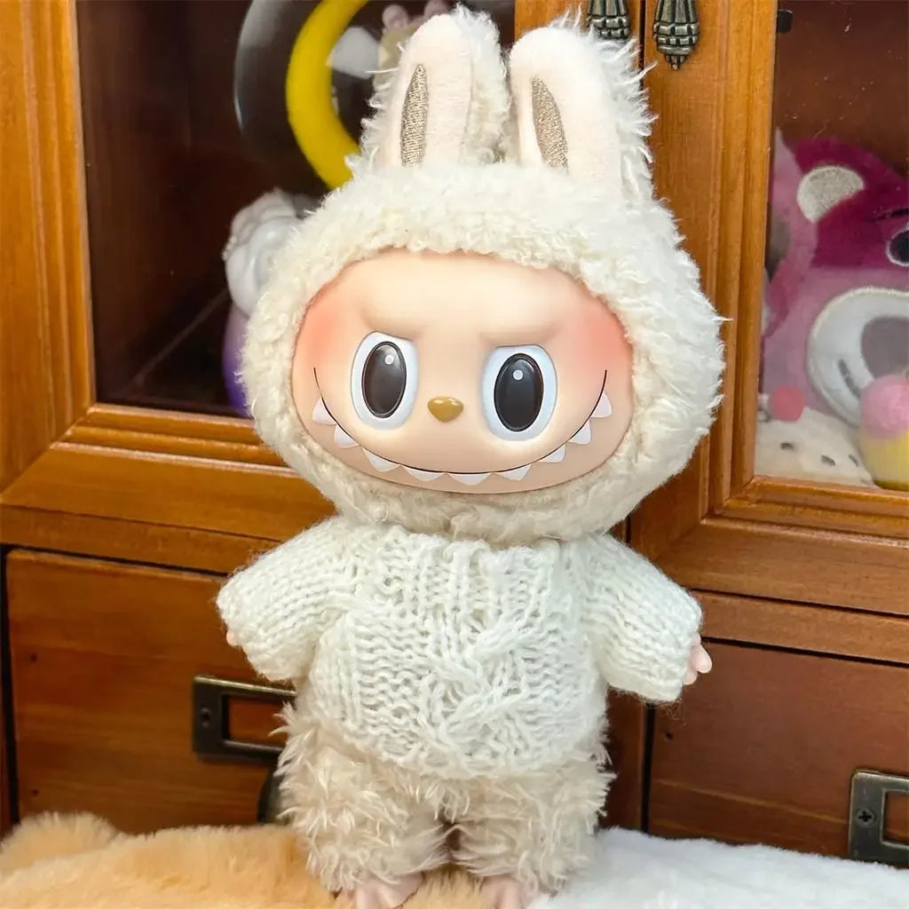 For 17CM Labubu v1/v2 baby clothes cute top winter sweater Match Hoodies Dolls Accessories Cute Decoration for labubu decoration