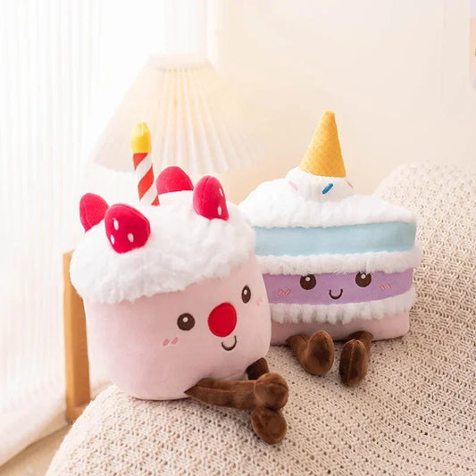 High Quality Strawberry Cake Plush Toy Stuffed Ice Cream Cupcake Plushie Doll Wedding Cake Decor Party Present for Couples