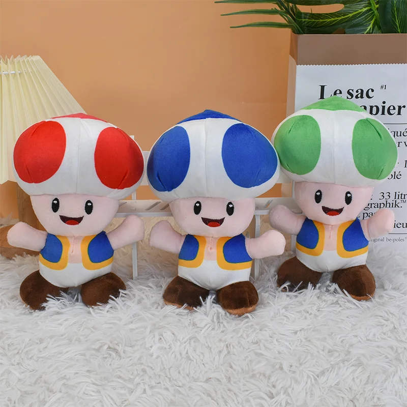 Yellow Blue Red Green Toad Toadette Mushroom Mario Bros Plush Toys  Stuffed Doll Soft Toys Birthday Gift For Kids