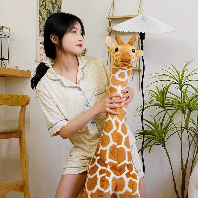 50-140cm High Quality Giant Real Life Giraffe Plush Toys Stuffed Animal Doll Soft Kids Children Baby Birthday Gifts Room Decor