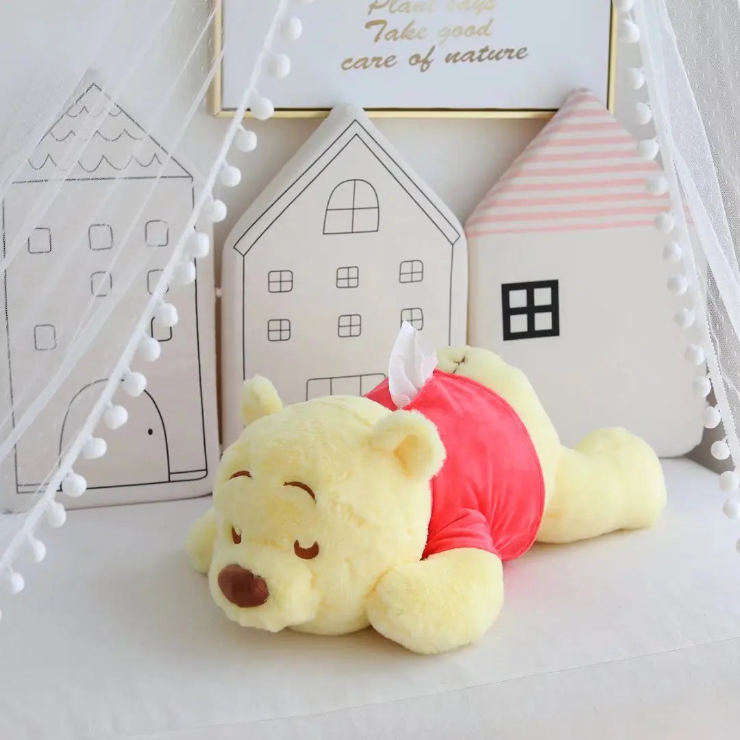 Winnie the Pooh Plush Doll Kawaii Bear Tissue Box Lovely Car Decor Stuffed Doll Animal Sofa Cushion Bedside Pillow Gift for Girl