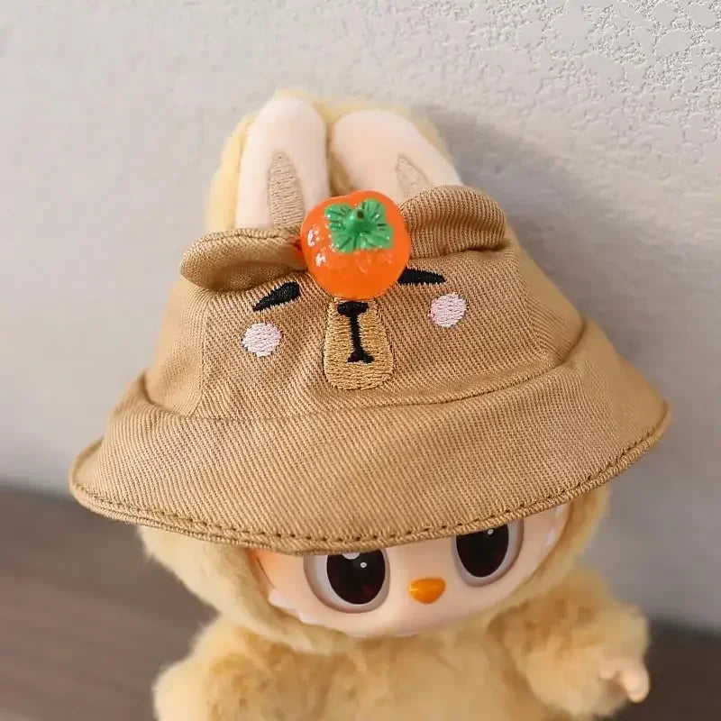 For 17cm LABUBU hat sit party macaron outfit doll bucket Hat Cute Doll Accessories Kids Girls Toys