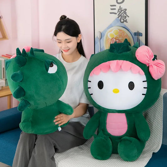 65Ccm Sanrio Big Size Plush Kawaii Hello Kitty Dinosaur Plush Toy Anime Doll Room Decoration Sleeping Throw Pillow Gift Kids Toy