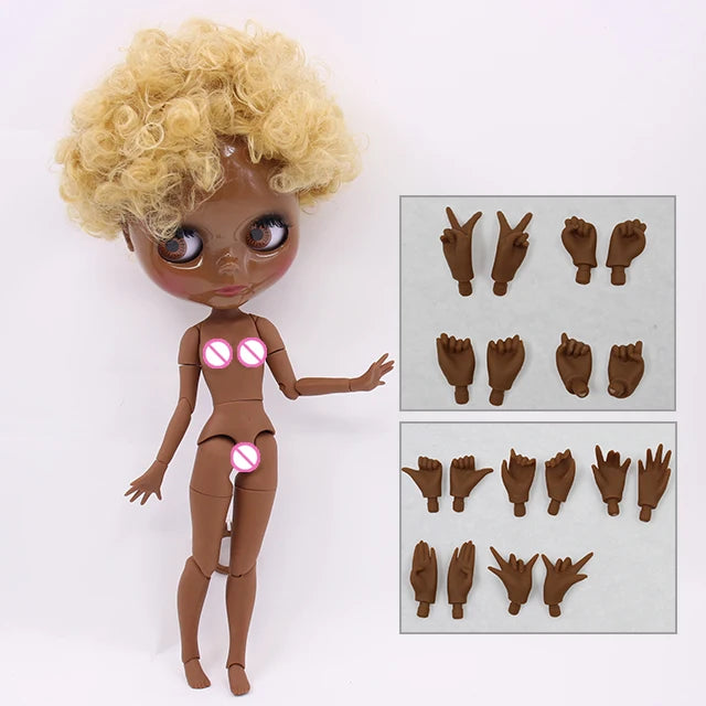 ICY DBS Blyth doll 1/6 bjd toy joint body dark skin afro hair 30cm doll  anime girls