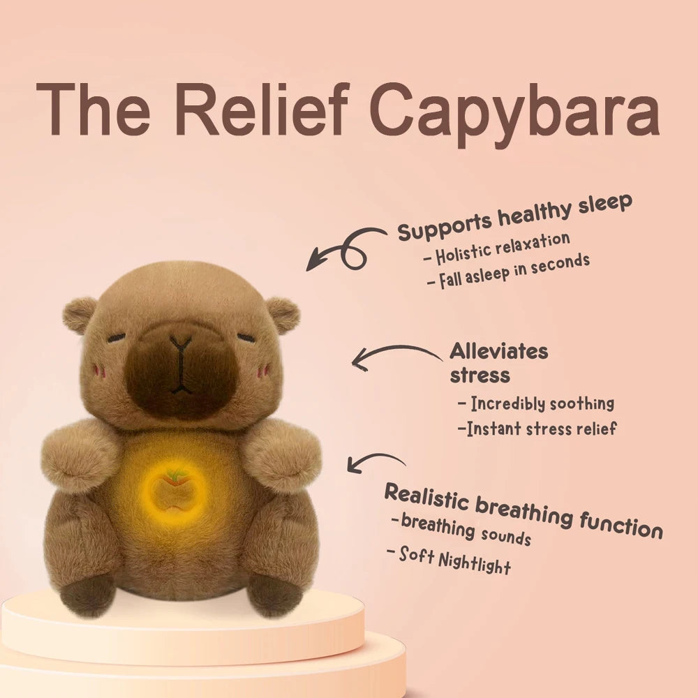 4 MODES Original Sleeping Time Baby Breathing Anxiety Relief Capybara Sensory Toys with Hug Stuffed Plush Capybara and Otter Toy