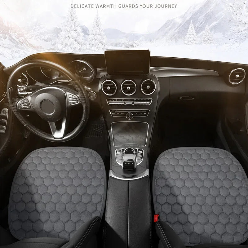 Winter short plush car single piece seat cushion thickened warm front single seat square cushion rear row long cushion