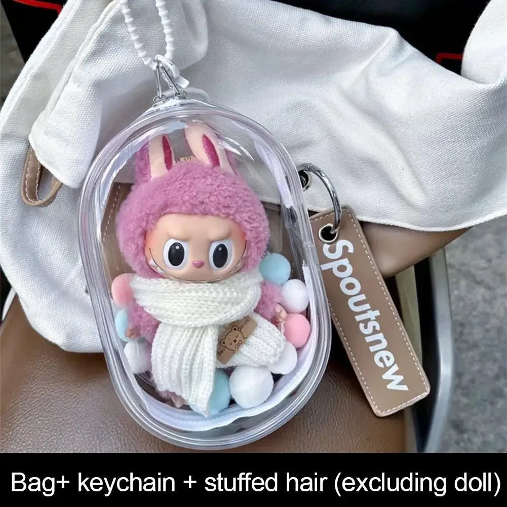 For Labubu for upset duck Portable Transparent PVC Mystery Box Anti Dust Sunscreen Rain Guard For doll【only bags