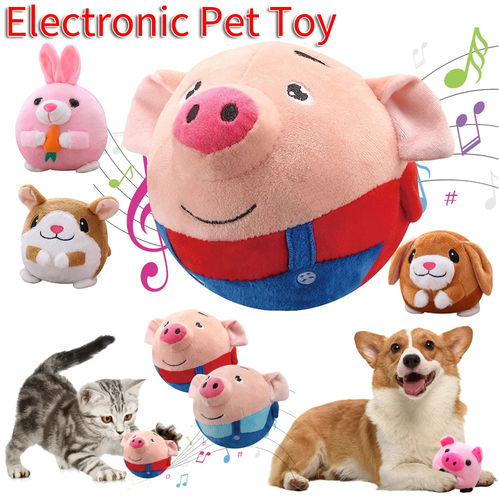 Electronic Pet Dog Toys Music Vibration Bouncing Ball Bite Puppy Ball Active Moving Pet Plush Sing Dog Chewing Dog Accessories