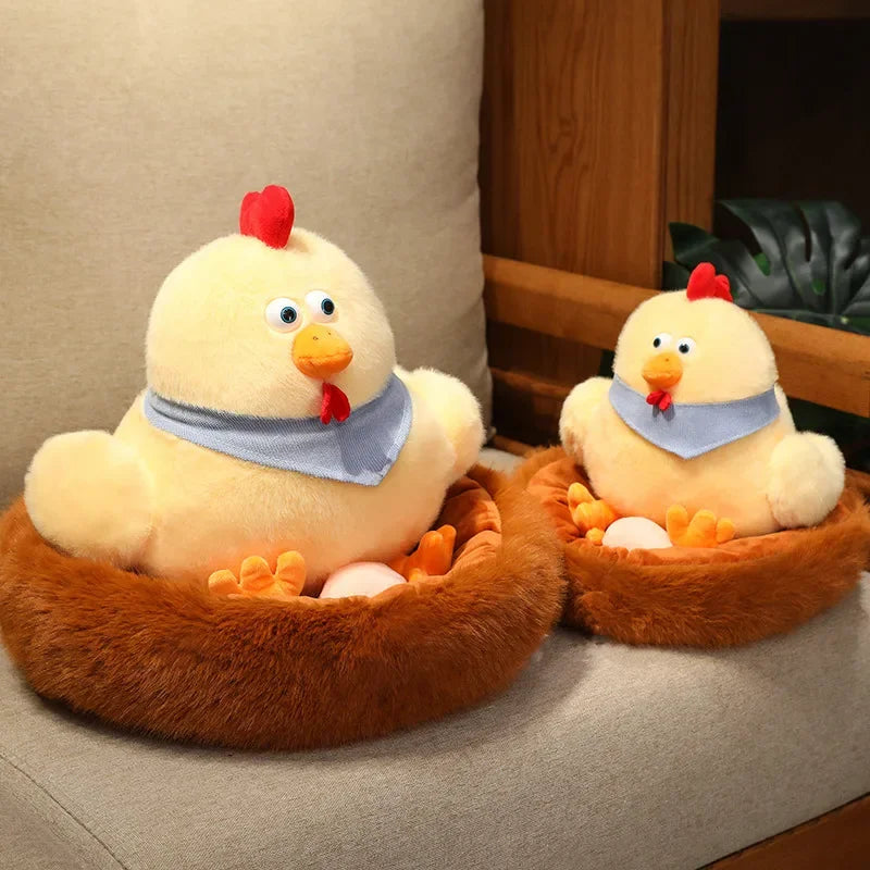 Kawaii Chick Coop Family Plush Toys Chicken Mother Chick Baby Plush Dolls Simulation Hen With Nest Stuffed Animals Kids Gifts