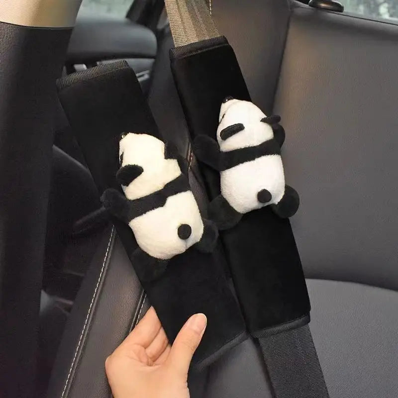 Automobile Safety Belt Decoration Cartoon Panda Safety Belt Shoulder Pad Plush Automobile Accessories Car Decorations