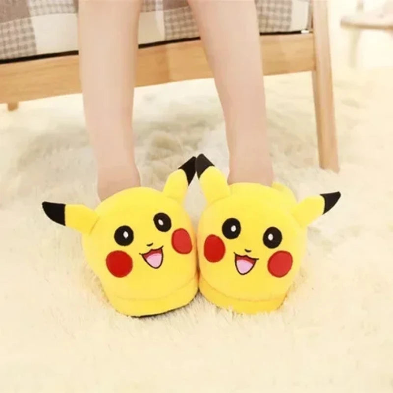 Anime Pokemon Cotton Warm Slipper Pikachu Gengar Snorlax Autumn Winter Indoor Shoes Stuffed Dolls Women Plush Home Slippers