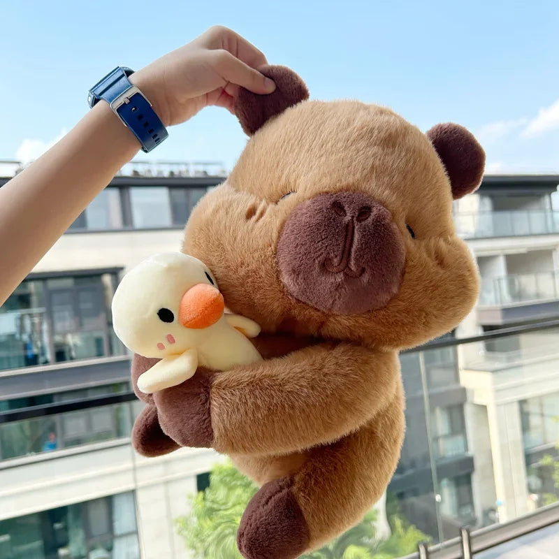 Capybara with Duck Plush Doll Cute Anime Fluffty Toy Kawaii Plushie Happy Birthday Doll Gift for Girl Friend Soft Stuffed Animal