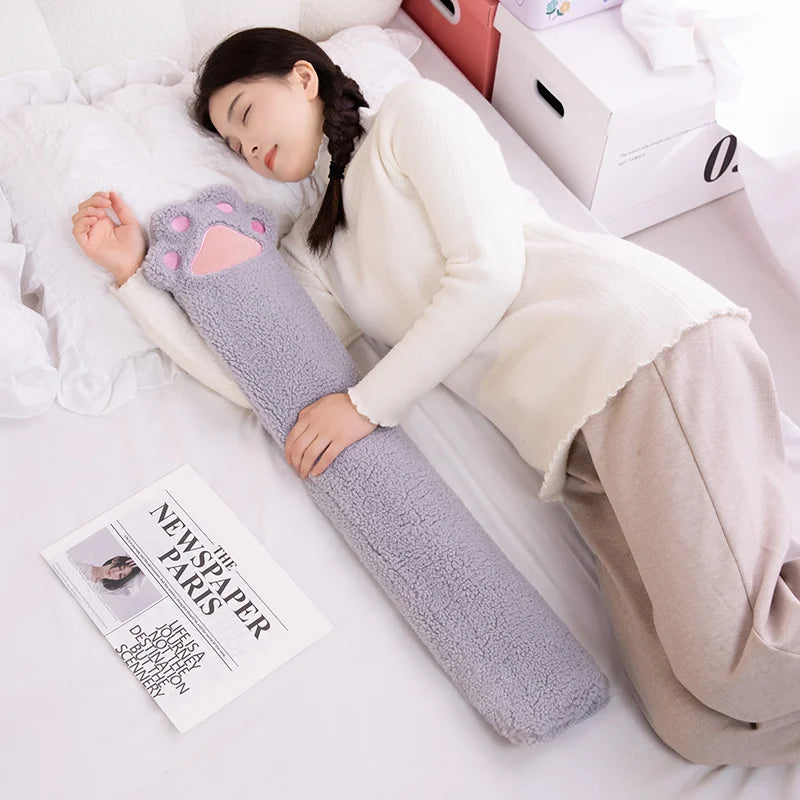 Comfortable Long Cat Paw Hot Water Bag Plush Grey Pink White Paw Warm Winter Sleeping Cuddly Hot Water Bottle Pillow Gifts Girl