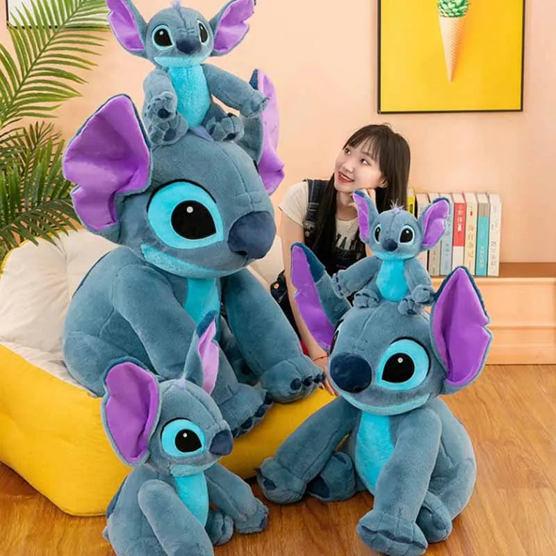 45/60cm Disney Stitch Plush Toy Doll Anime Stitch Sitting Stitch Cartoon Stuffed Doll Children's Comforting Pillow Kids Gifts