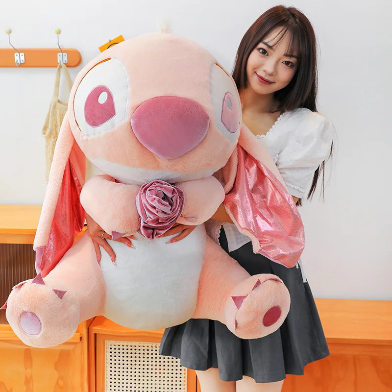 Kawaii Disney Stitch Plush Toys 30/45CM Cute Soft Rose Elf Stitch Stuffed Doll Decoration Hoom Anime Movie Xmas Gift Birthday