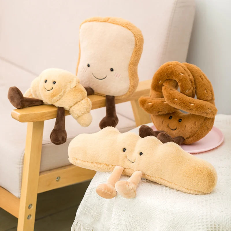 Jellycats Cute Plush Toast Bread Pretzel Croissant Baguette Toy Stuffed Food Bread Soft Doll Birthday Christmas Gift for Kids