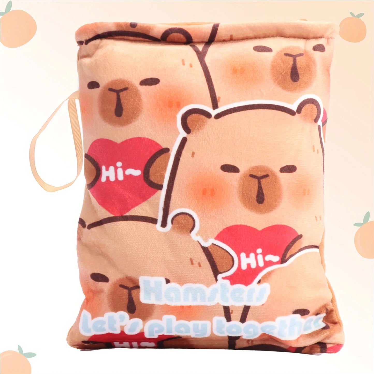 Kawaii Capybara Snack Bag Plush Toys The Soft And Cute Capybara Plush Bag Holds Four Capybara Cubs Funny Stuffed Animal Plush To