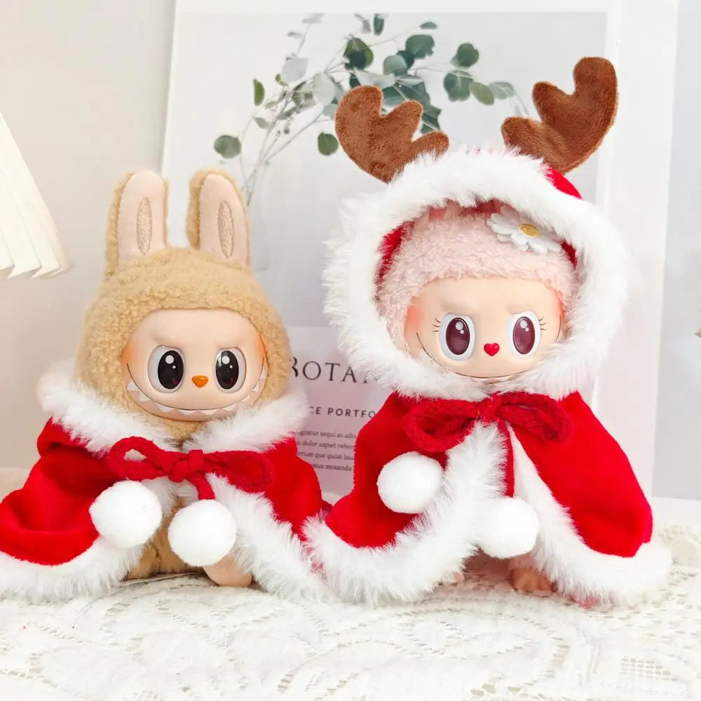 For labubu cloth Baby Clothes Pendant Labubu Christmas Winter Hooded Fawn Cloak Cute Decoration Little Clothes