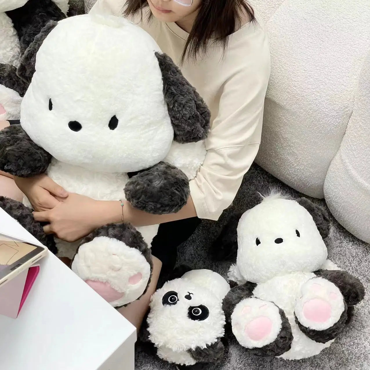 Lovely Black and White Pochacco Turn Into Panda Plush Toy Cute Stuffed Anime Cuddly Cartoon Doll Birthday Gifts Girl Child