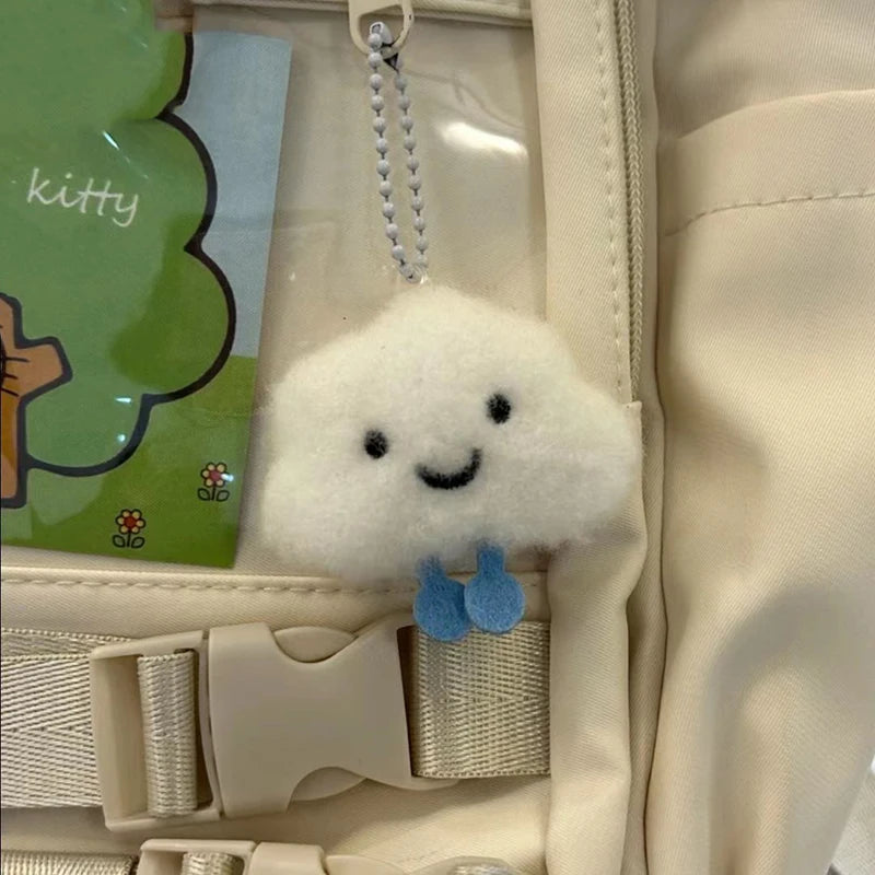 Cute Plush Cloud Doll Squeak Keychain Kawaii Fluffy Soft Stuffed Toy Backpack Charms Pendant Friendship Couple Gift For Kids