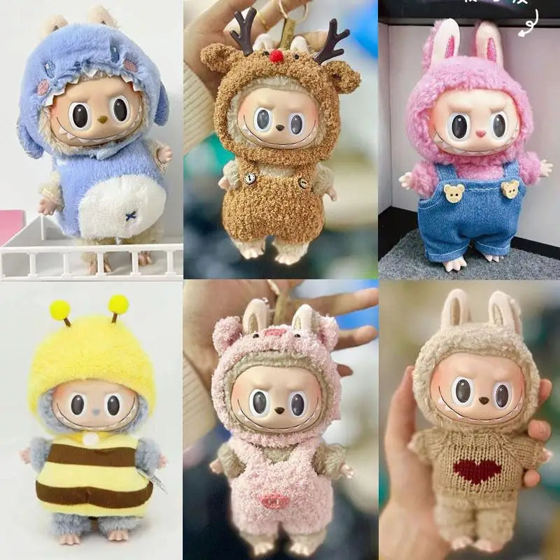 17cm Mini Plush Doll'S Clothes Outfit Accessories for Labubu Clothes Time to chill doll clothes