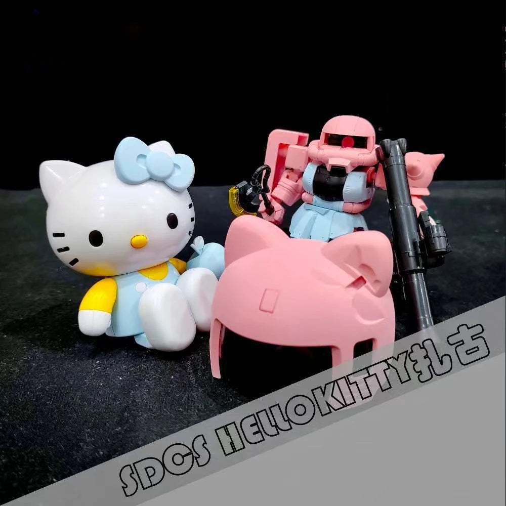 Mengshan Zaku 2 Figure Hello Kitty KT Series Collection Assembly Model Action Figures Robot Figurine Cute Plastic Toy Girl Gifts