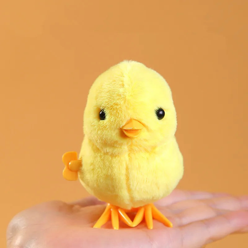 Kawaii Yellow Jumping Chicken Plush Toys Moveable Chain Winding Soft Dolls Simulation Anime Plushie children's Christmas Gift