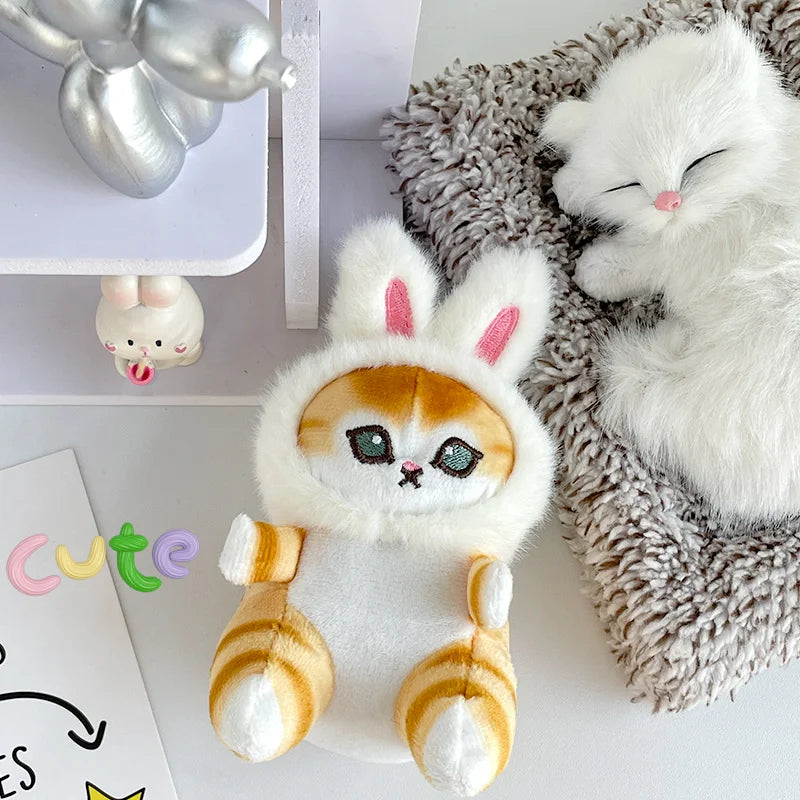 Cute kittens, plush dolls, bunnies, three-dimensional animal toys, creative personality, school bag pendants, fashion keychains