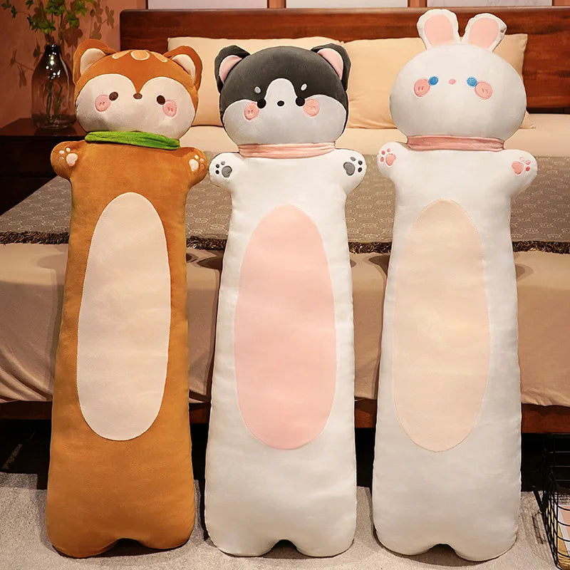 Soft Long Cat Pillow Plush Toys Stuffed Rabbit Dog Monkey Doll Bed Sleeping Cushion High Quality Home Decor Gift for Children