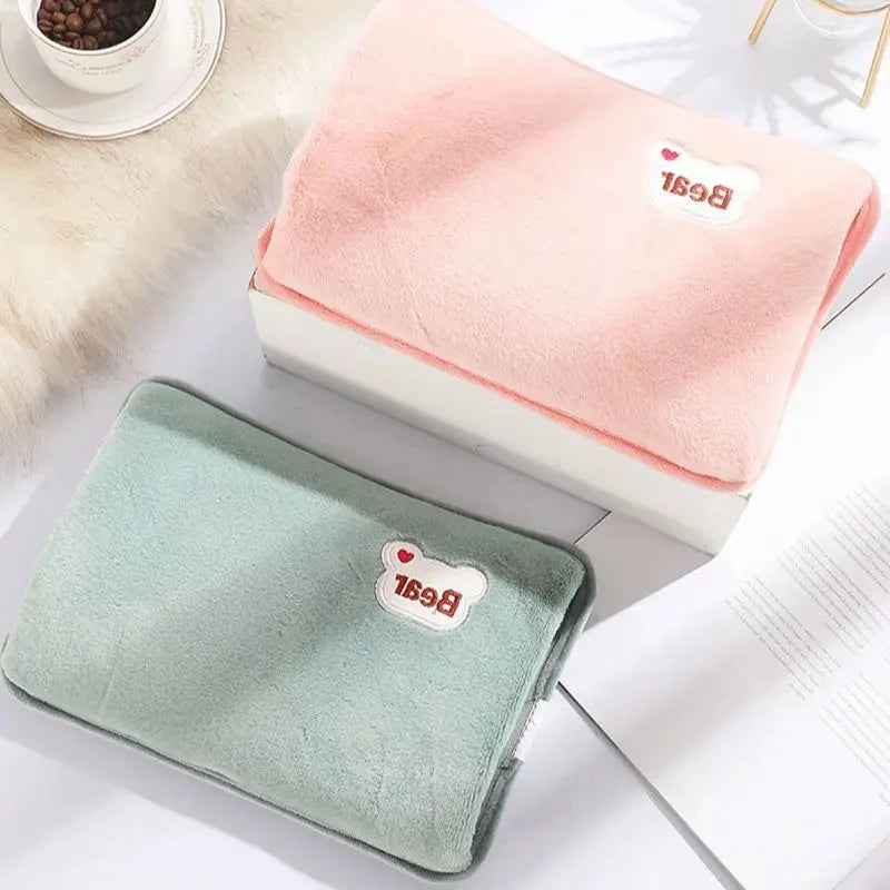 Electric Hot Water Bag Reusable Plush Hot Water Bottle EU Plug Charging Heating Water Bags Winter Warm Hand Pocket