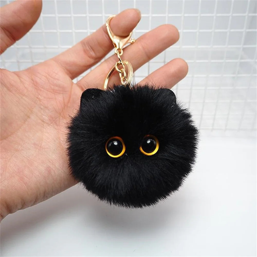 Blush Cat Ball Mountain Mountain Black Briquettes Cat Hand Plush Doll Key Chain Pendant Girl Heart School Bag Pendant