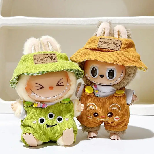 17cm Mini Plush Doll'S Clothes Outfit Accessories For Labubu Idol V1 V2 sitting party Matcha Green Jumpsuit Set Clothing Gift