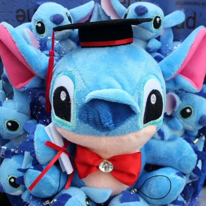 Disney Lilo Stitch Cartoon Flower Bouquet Plush Doll Kawaii Stitch Graduation Bouquet Toy Valentine Birtdhay Wedding Party Gift