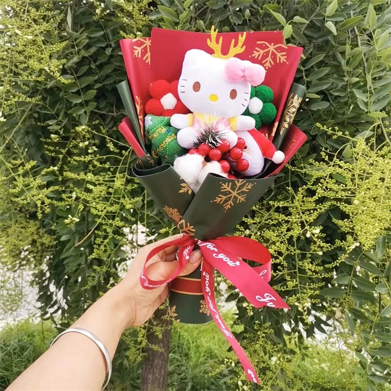 Christmas Hello Kitty Plush Doll Toy With Santa Claus Christmas Tree Bouquet Valentine's Day Birthday Christmas Gift