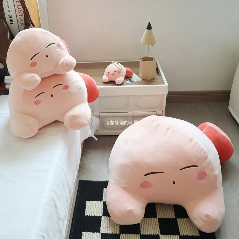 60cm Soft Cuddly Kirby Plush Toy Lovely Stuffed Anime Sleeping Kirby Plushies Throw Pillow Sofa Bed Girly Home Decor Xmas Gifts