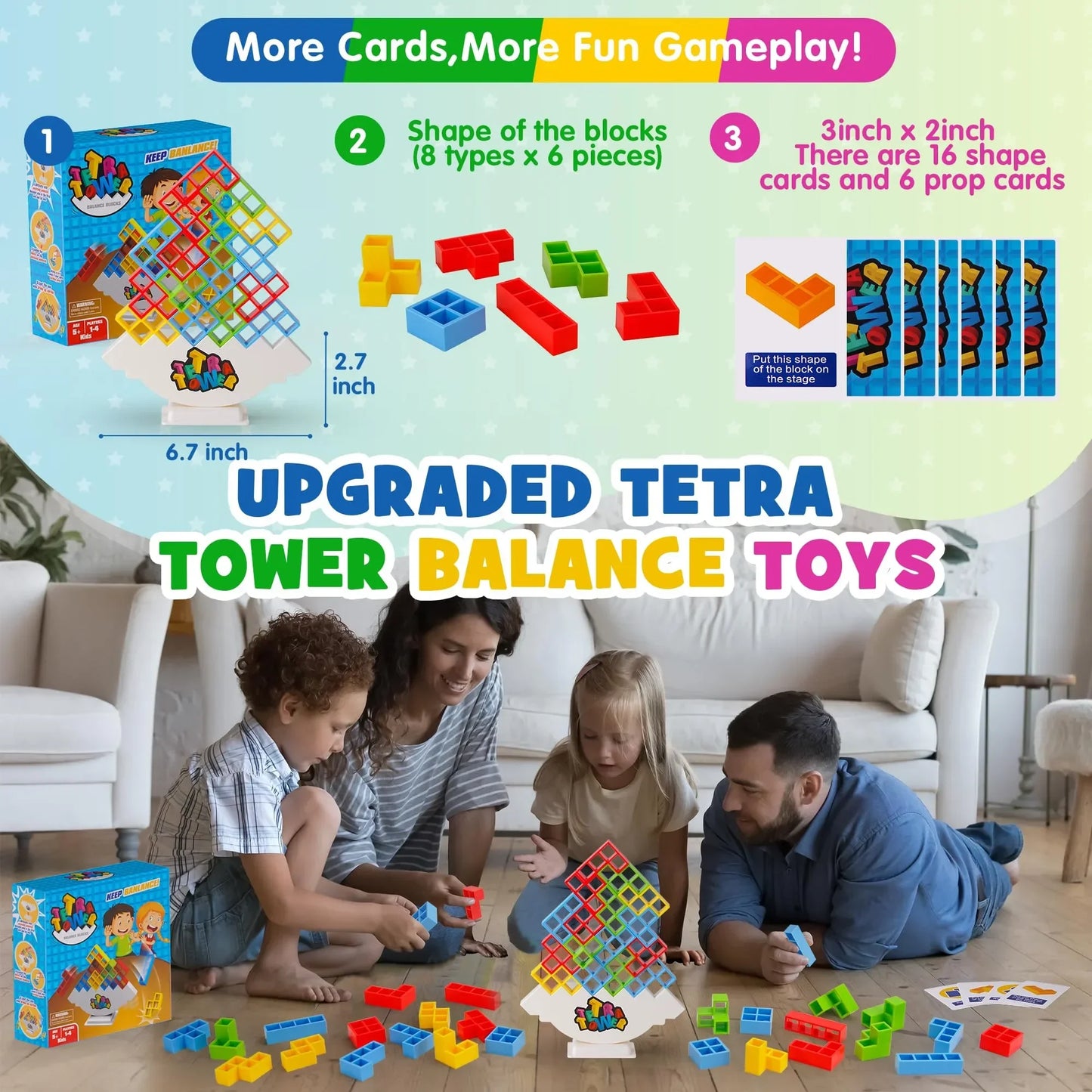 48PCS Tetra Tower Fun Balance Stacking Building Blocks Board Game for Kids Adults Friends Team Dorm Family Game Partie Gifts Toy