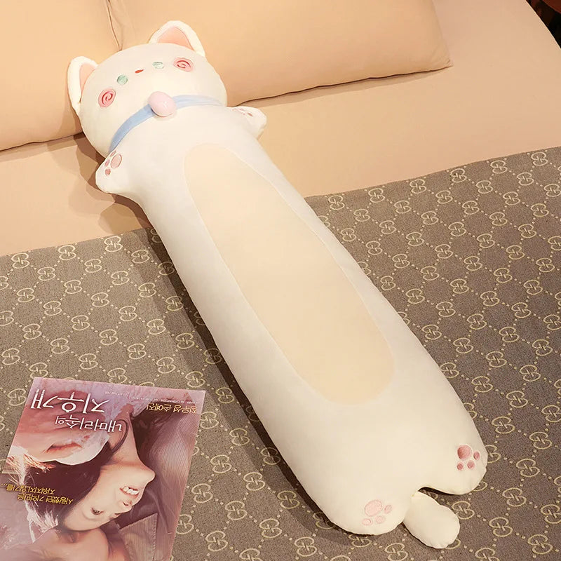 Giant Squishy Cat Doll Plush Toy Stuffed Grey White Long Cartoon Kawaii Animal Plushie Peluche Hug Pillow Children Xmas Gift