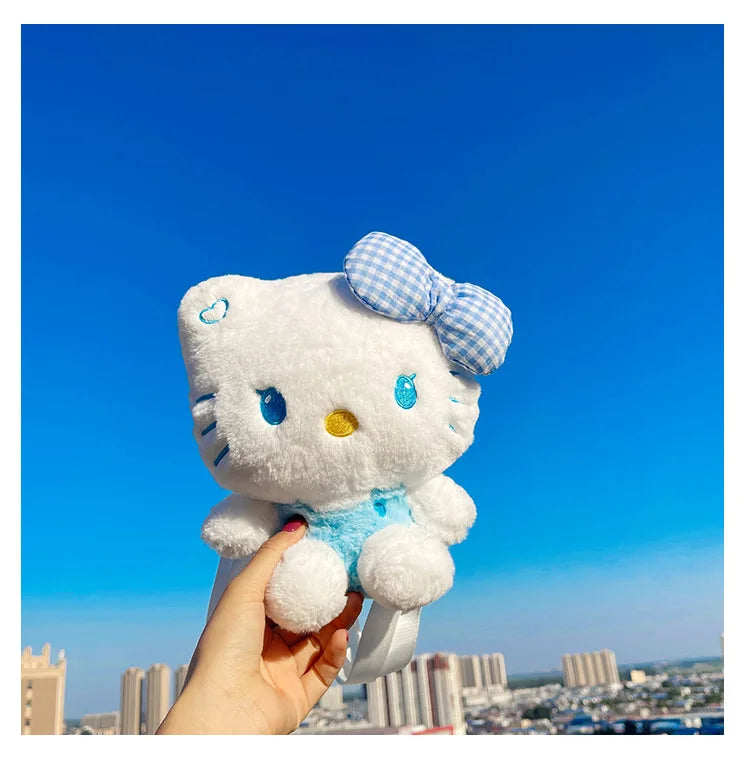 Kawaii Sanrio Hello Kitty Plush Backpack Stuffed Animal Doll Toy Women Plushie Bag Cartoon Cute Girl Shoulder Bag Birthday Gifts