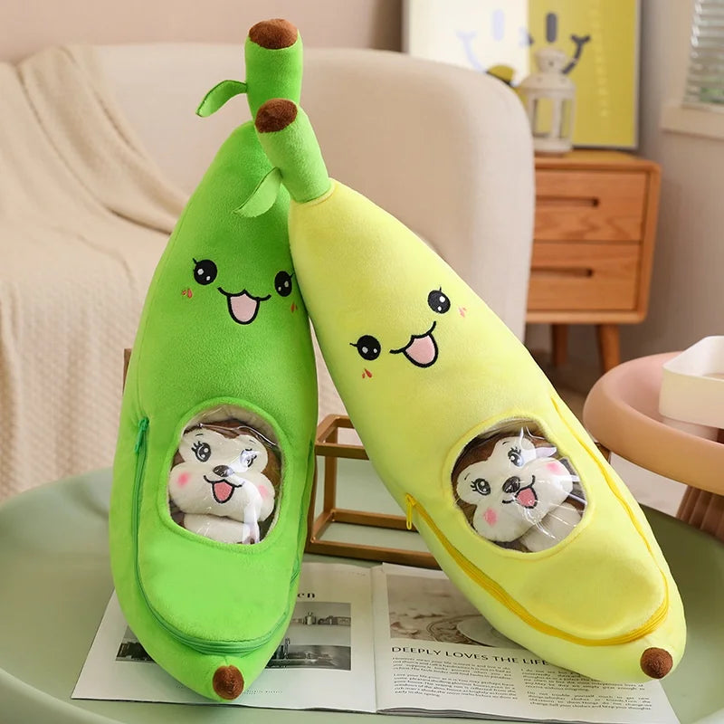 55cm/70cm Giant Soft Cartoon Smile Banana With Monkey Plush Toys Stuffed Fruit Cushion Pillow Creative Girls Valentine's Gift