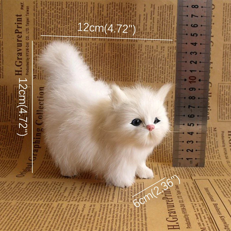 Cute Simulation Cat Plush Toys Soft Stuffed Kitten Model Fake Cat Realist Animals for Kids Girls Birthday Valentine's Day Gift