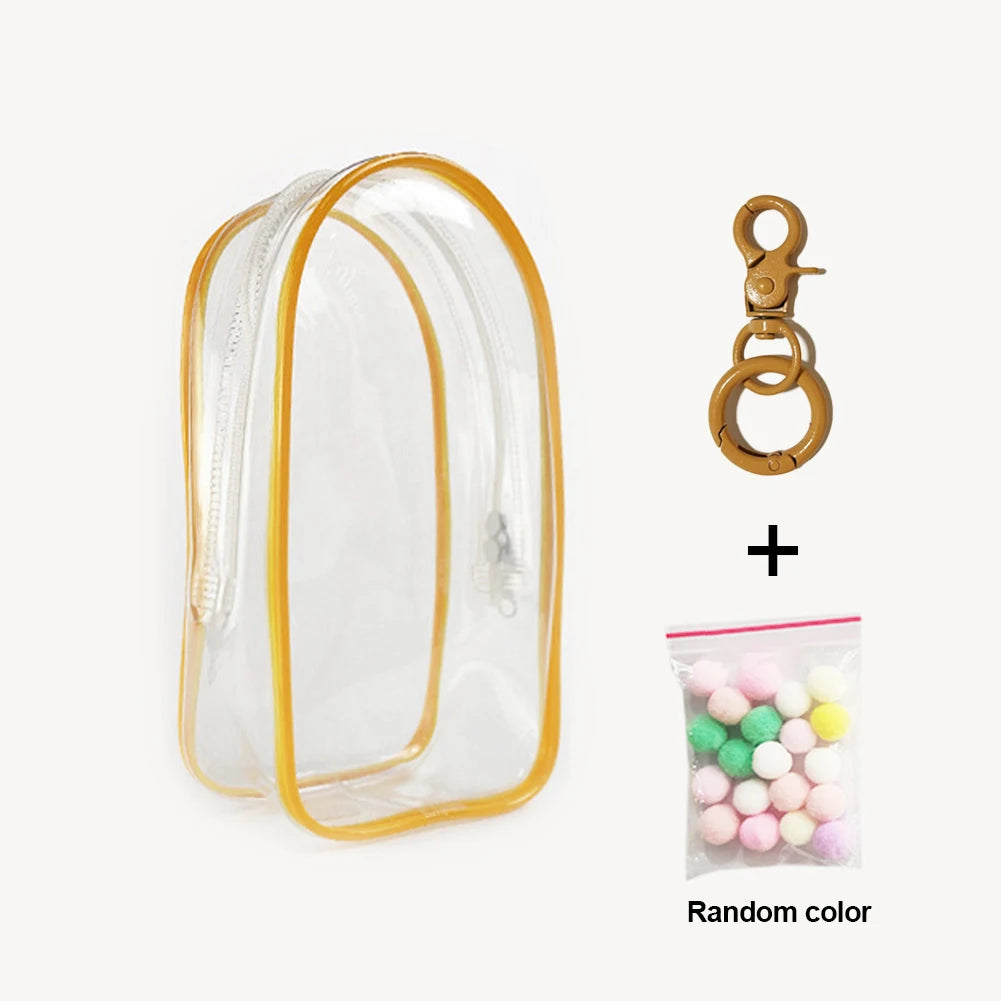 Protective Bag Thick Silicone Case For Labubu v1 v2 / Liila cat PVC Transparent Doll Dustproof Box with Keychain and balls